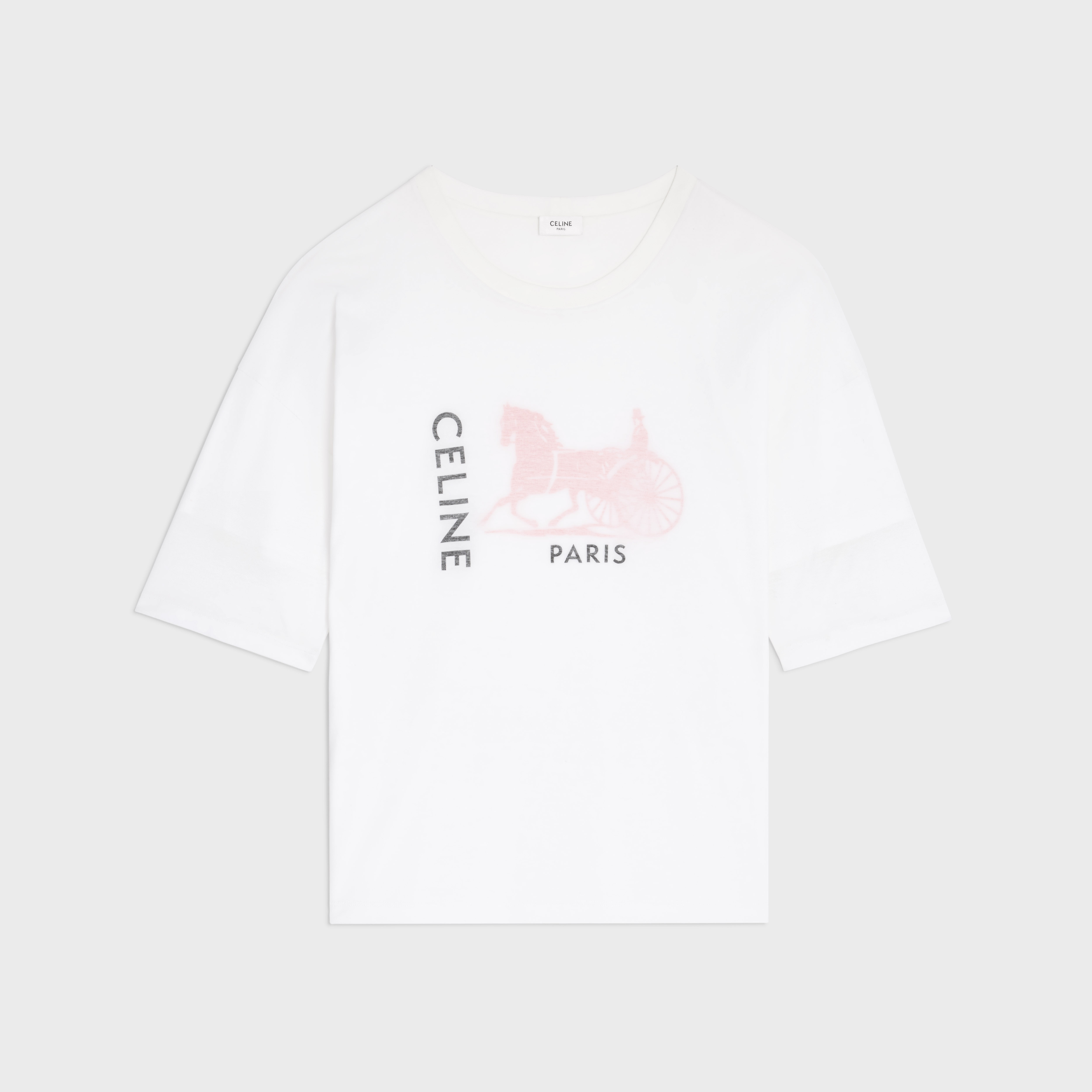 double-layers t-shirt IN FINE COTTON JERSEY - WHITE/BLACK/RED | CELINE